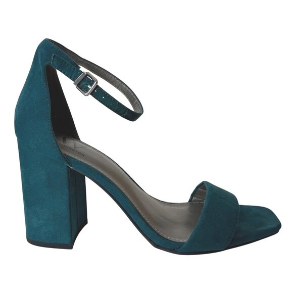 Worthington Teal Block Heel Sandals 9M Open Toe Ankle Strap Suede Dress Shoes - Picture 2 of 16